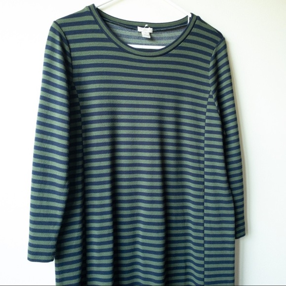 J.Crew Factory Blue Green Ponte Striped Dress Size M - Picture 2 of 4